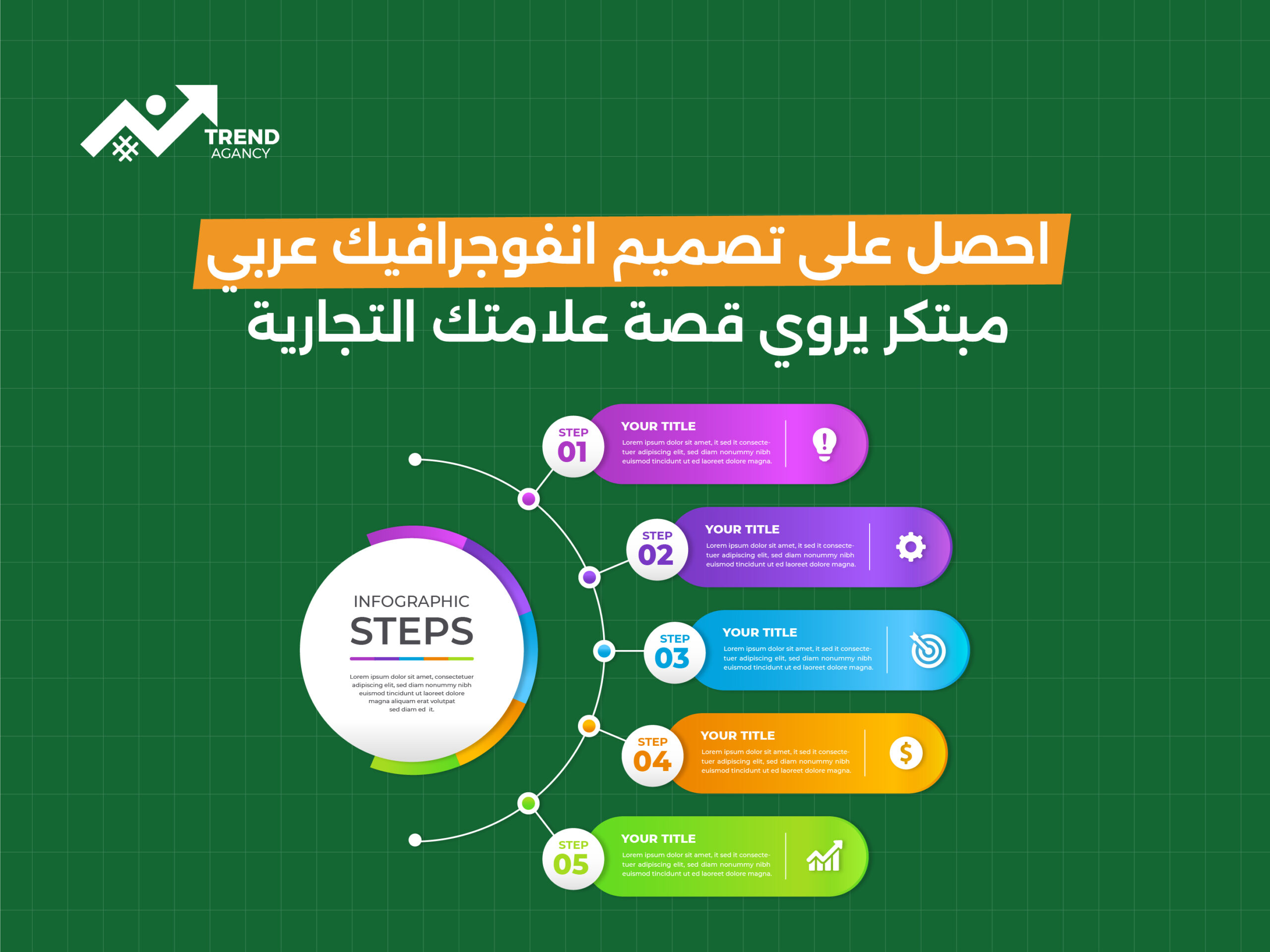احصل على تصميم انفوجرافيك عربي مبتكر يروي قصة علامتك التجارية